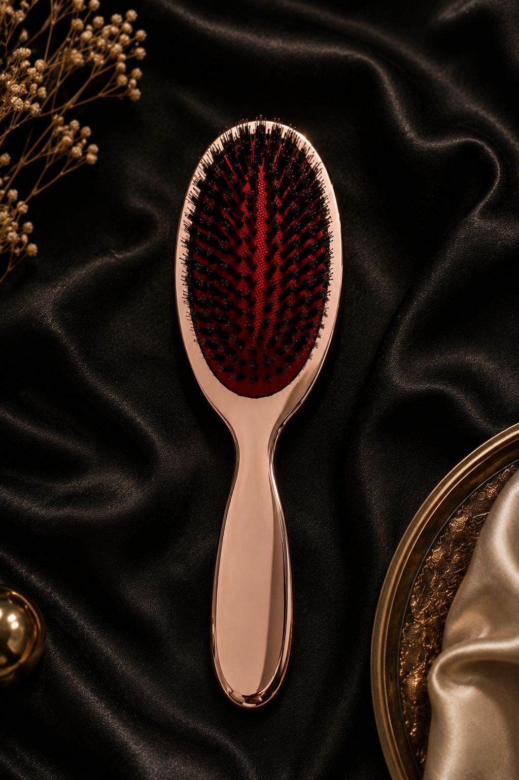 Ovale Haarbürste in Rosègold